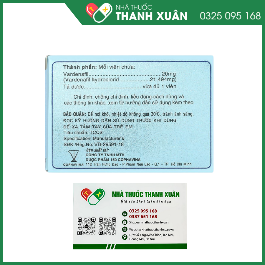 Levina 20mg điều trị rối loạn cương dương